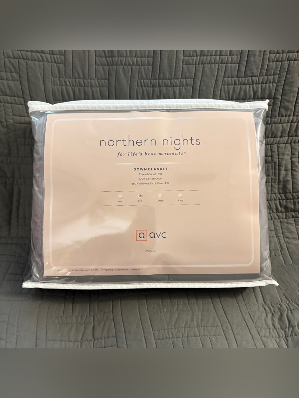 Northern Nights Down Blanket Thread Count 310 - Full Grey Striped Duck Down Fill